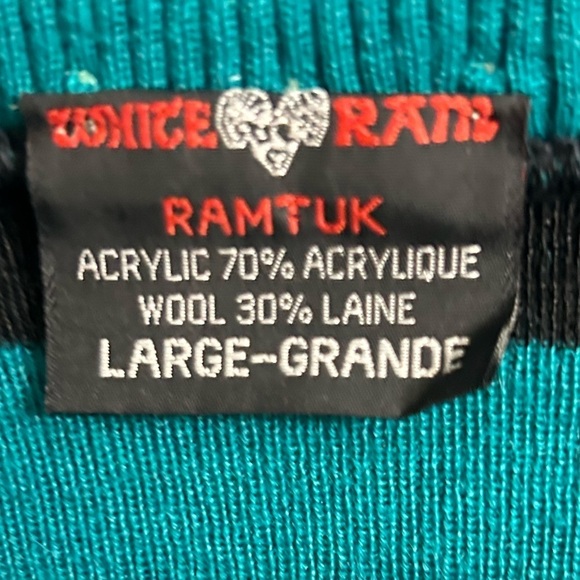 Vintage White Ram Ramtuck Wool Blend Sweater Men Patch Knit 70s 80’s Sz L “Rare” - Picture 6 of 7